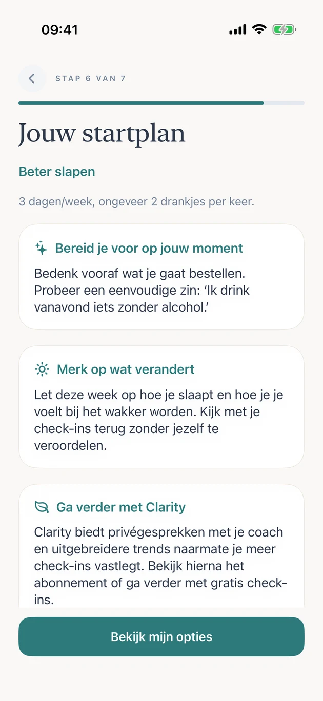 Je persoonlijke startplan in ClearDays